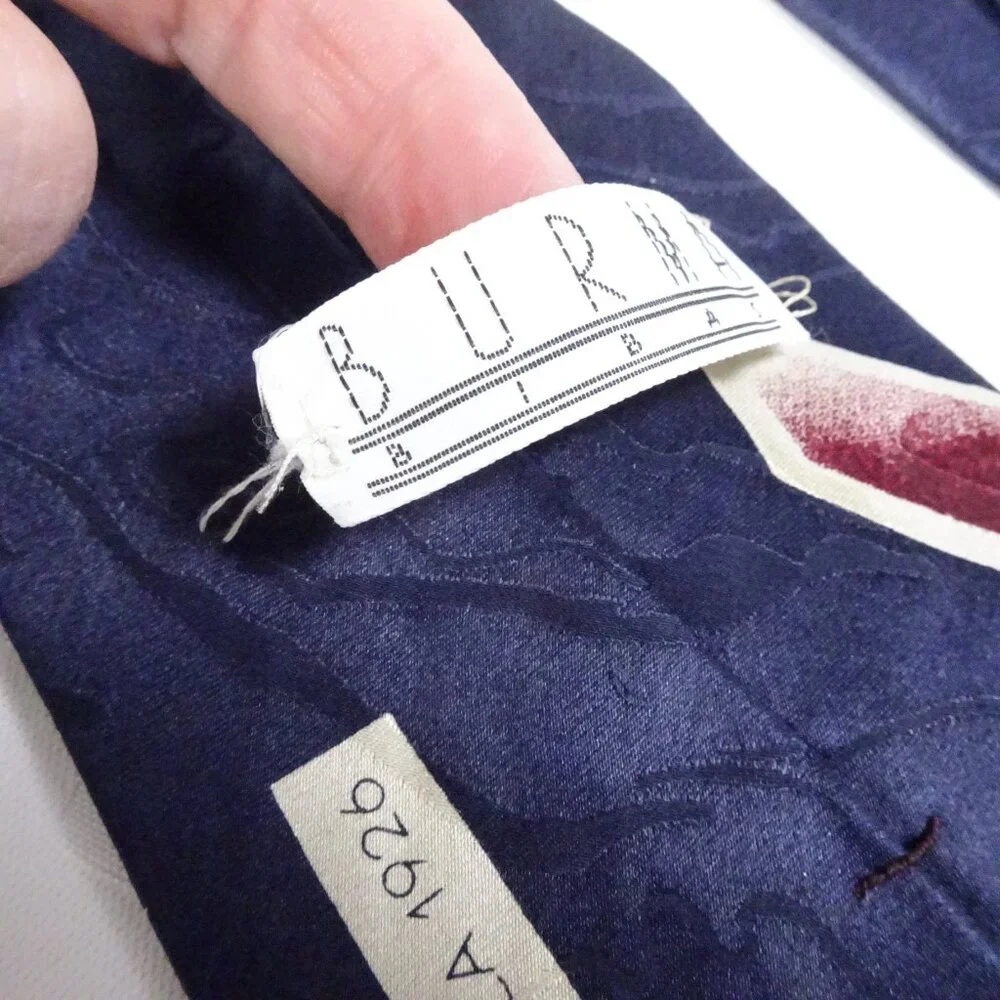 Burma Bibas Navy Multi-Color 100%‎ Silk Geometric Print Neck Tie